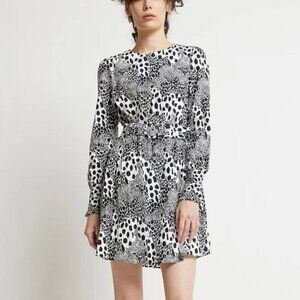 Karen Walker Anita Leopard Print Dress in Black